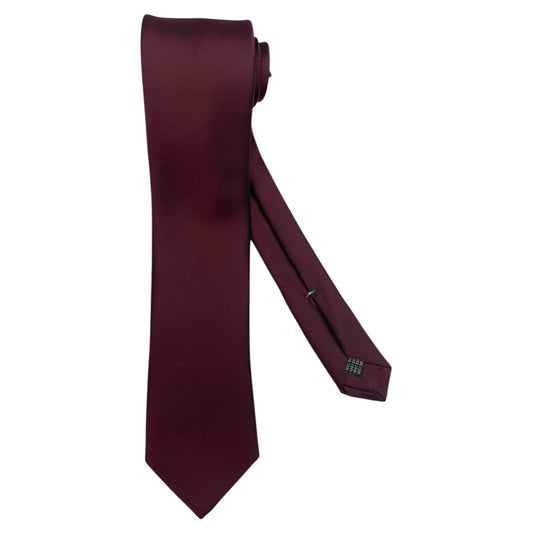 Light blue silk tie with blue flowers and red circles