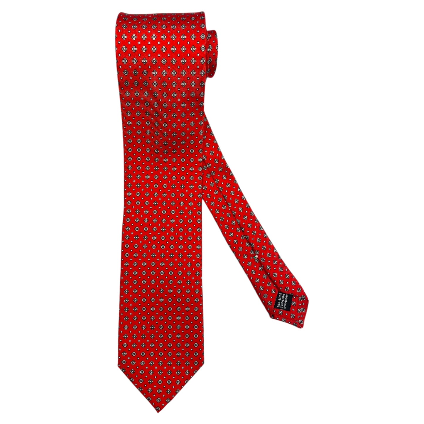 Cravatta Rossa a Micro Fantasia Floreale