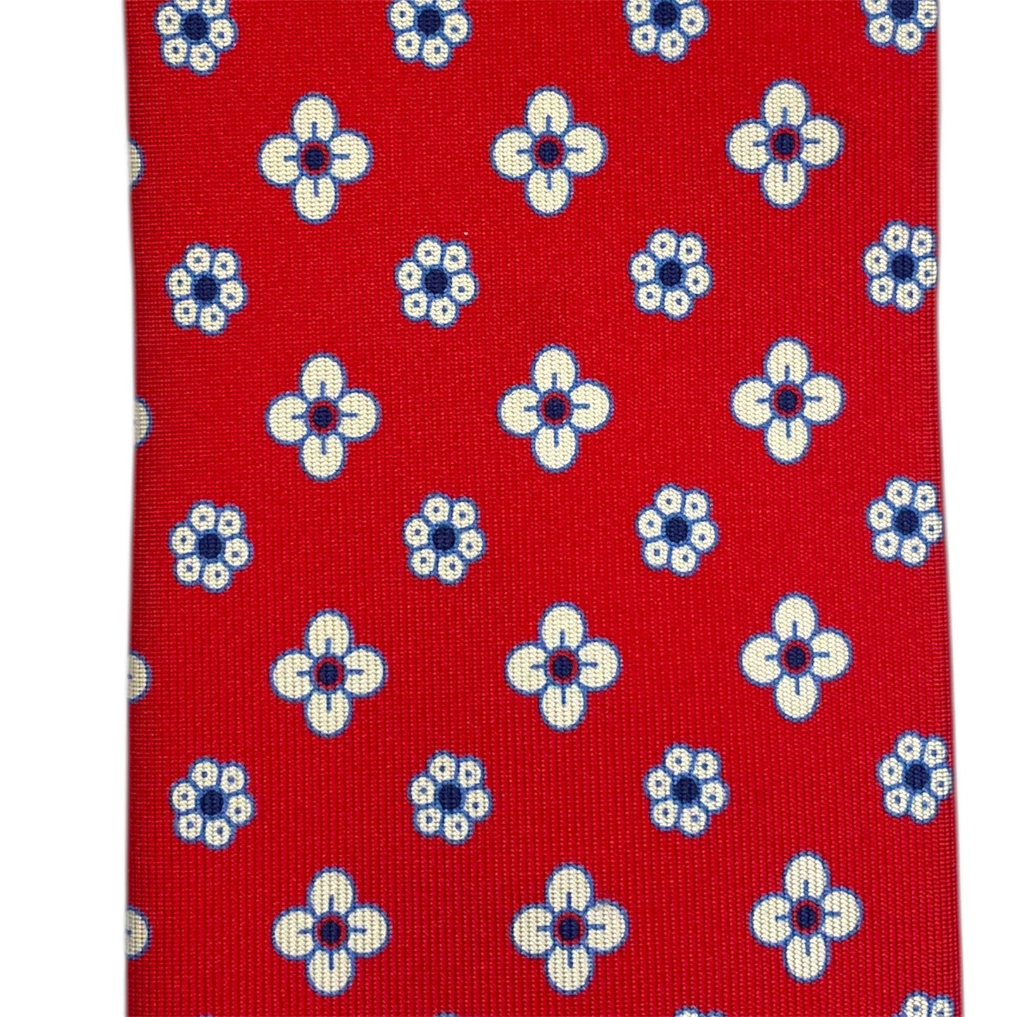 Cravatta Rossa a Fantasia Floreale Geometrica