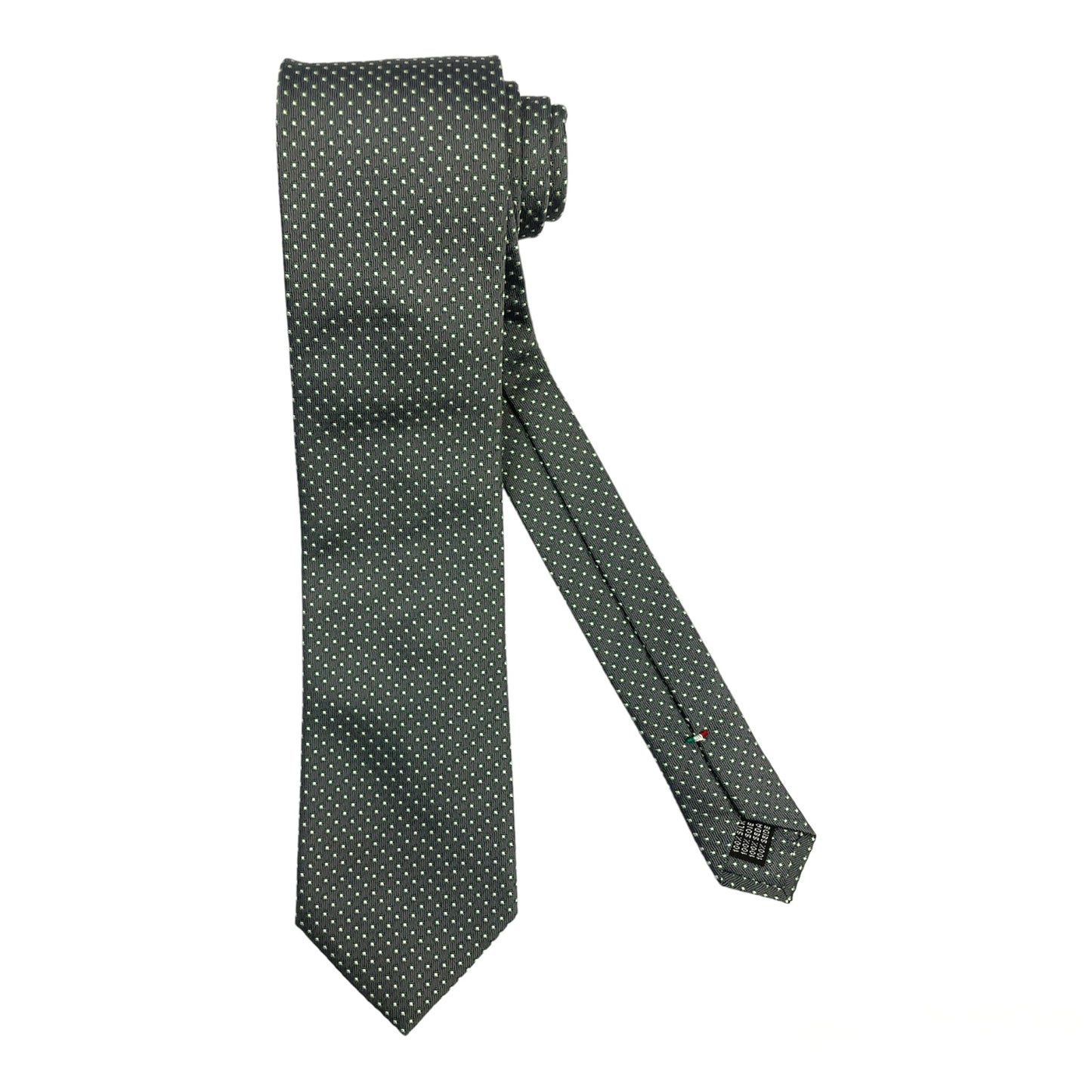 Cravatta seta grigia con fiorellini verdi