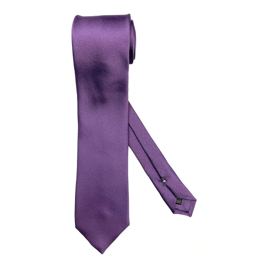 Cravatta seta viola tinta unita