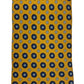 Cravatta seta gialla con fiori blu e cerchi