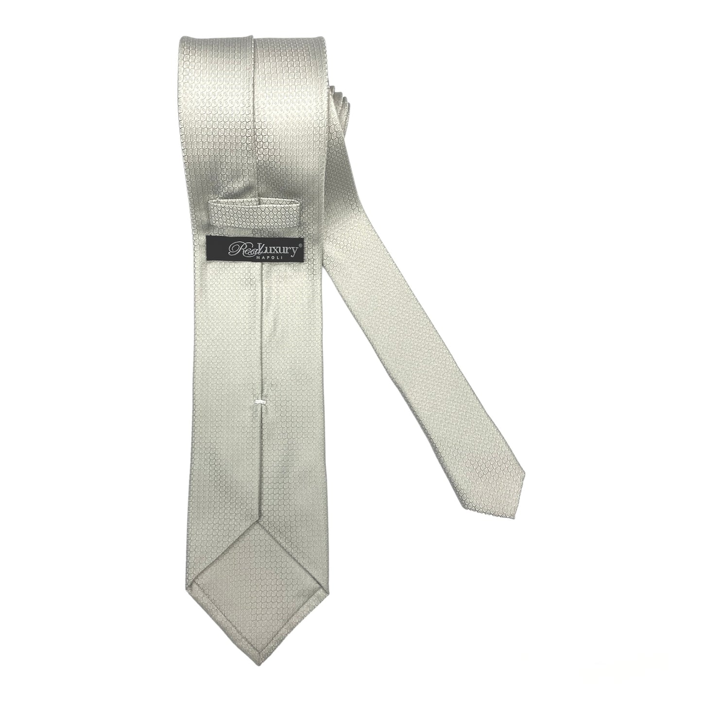 Cravatta seta grigio chiaro con microfantasia