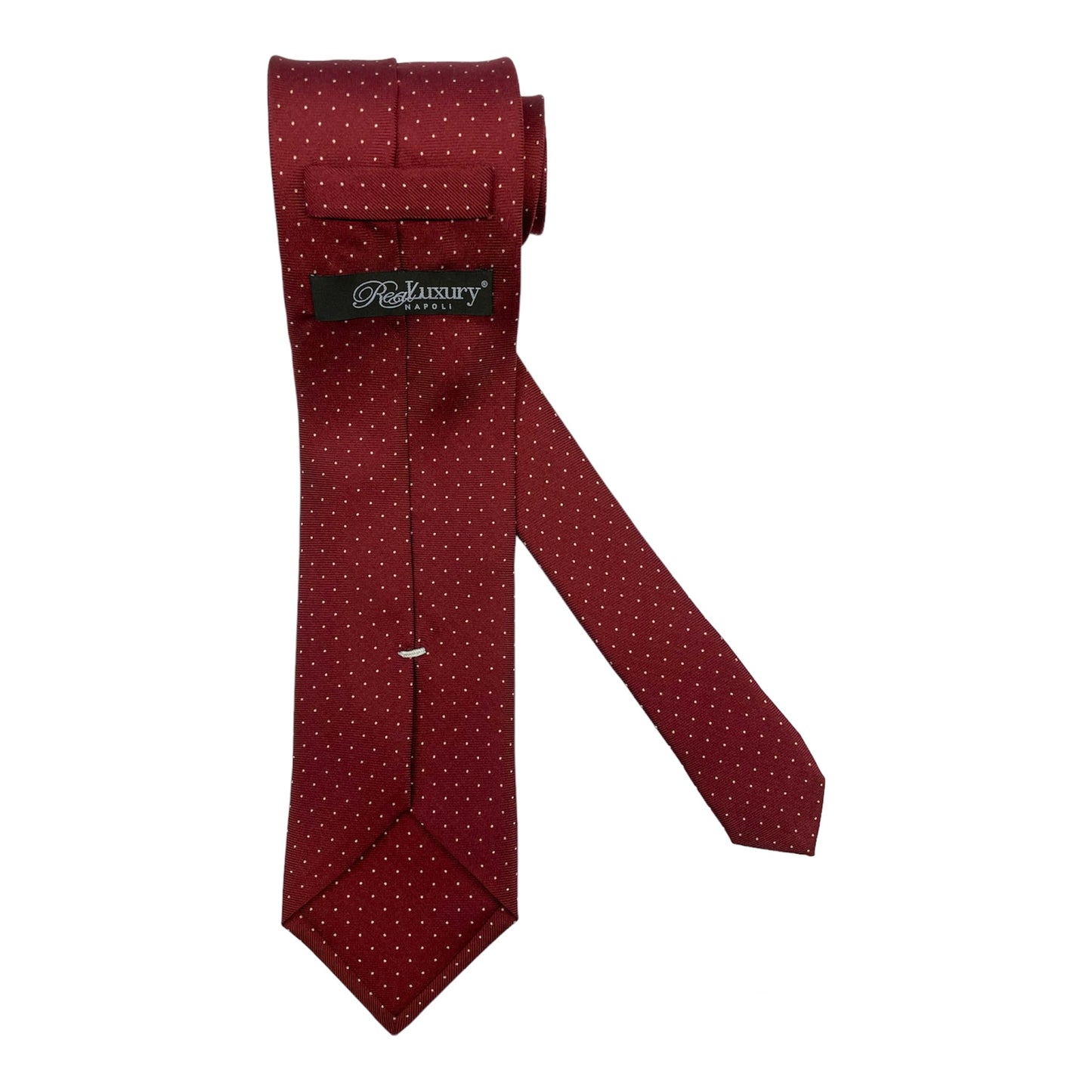 Cravatta seta bordeaux punto a spillo a bianco