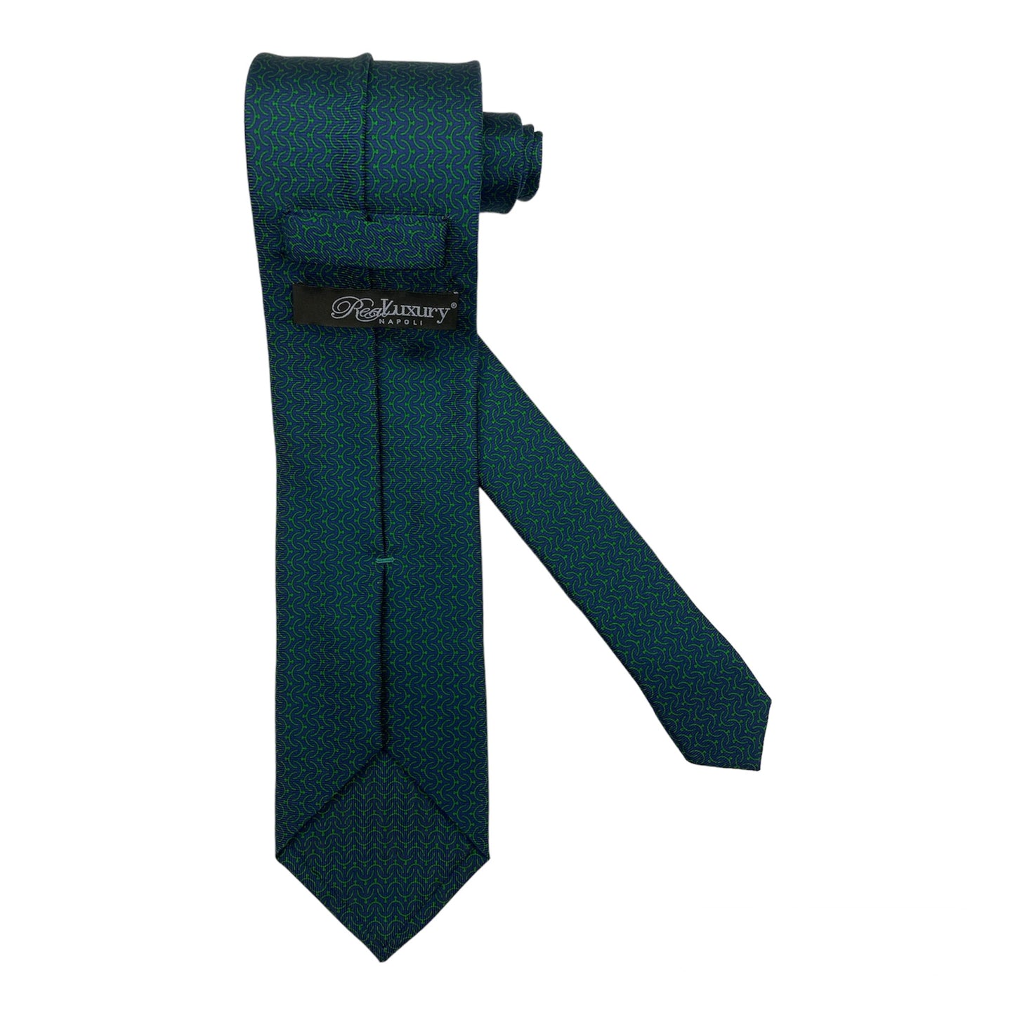 Cravatta seta verde pattern geometrico verde