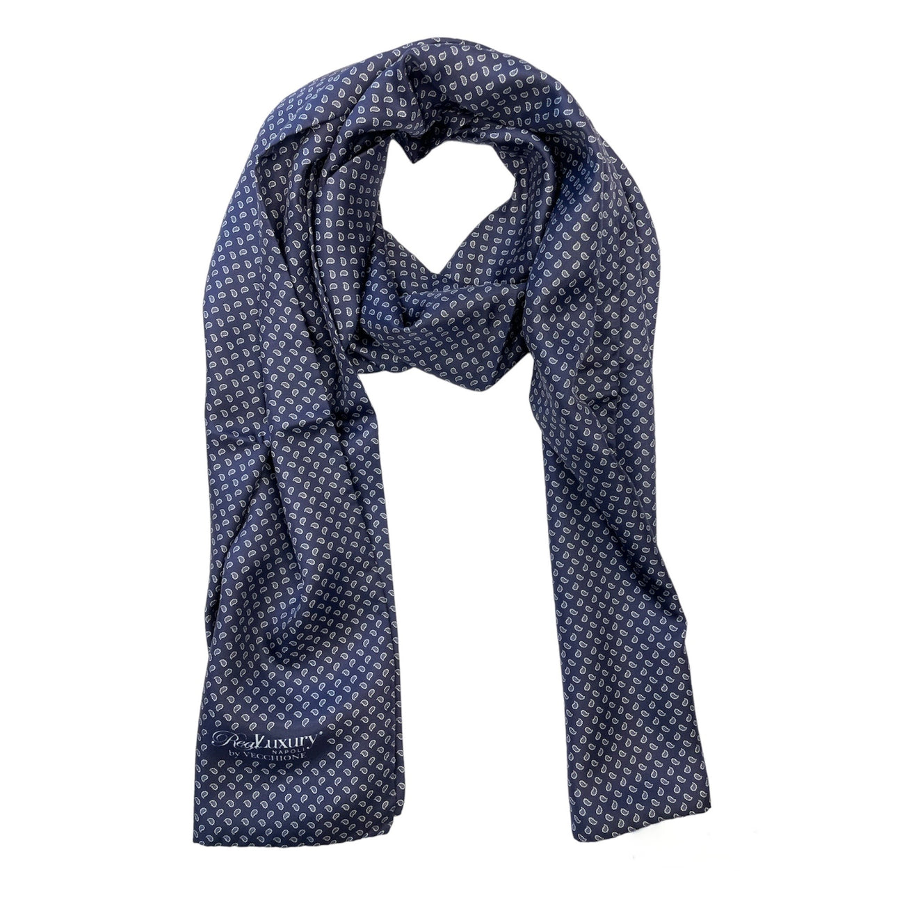 Sciarpa In Seta 100% Donna &ndash; Piccola Quadrata 20cm, Bianco E Blu, Fazzoletto Avvolgente WS56