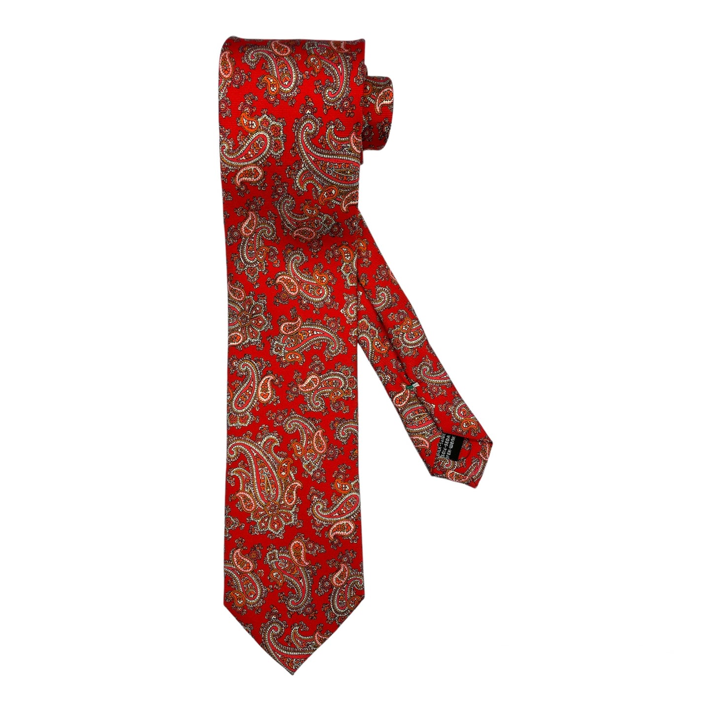 Cravatta seta rossa con paisley chiari