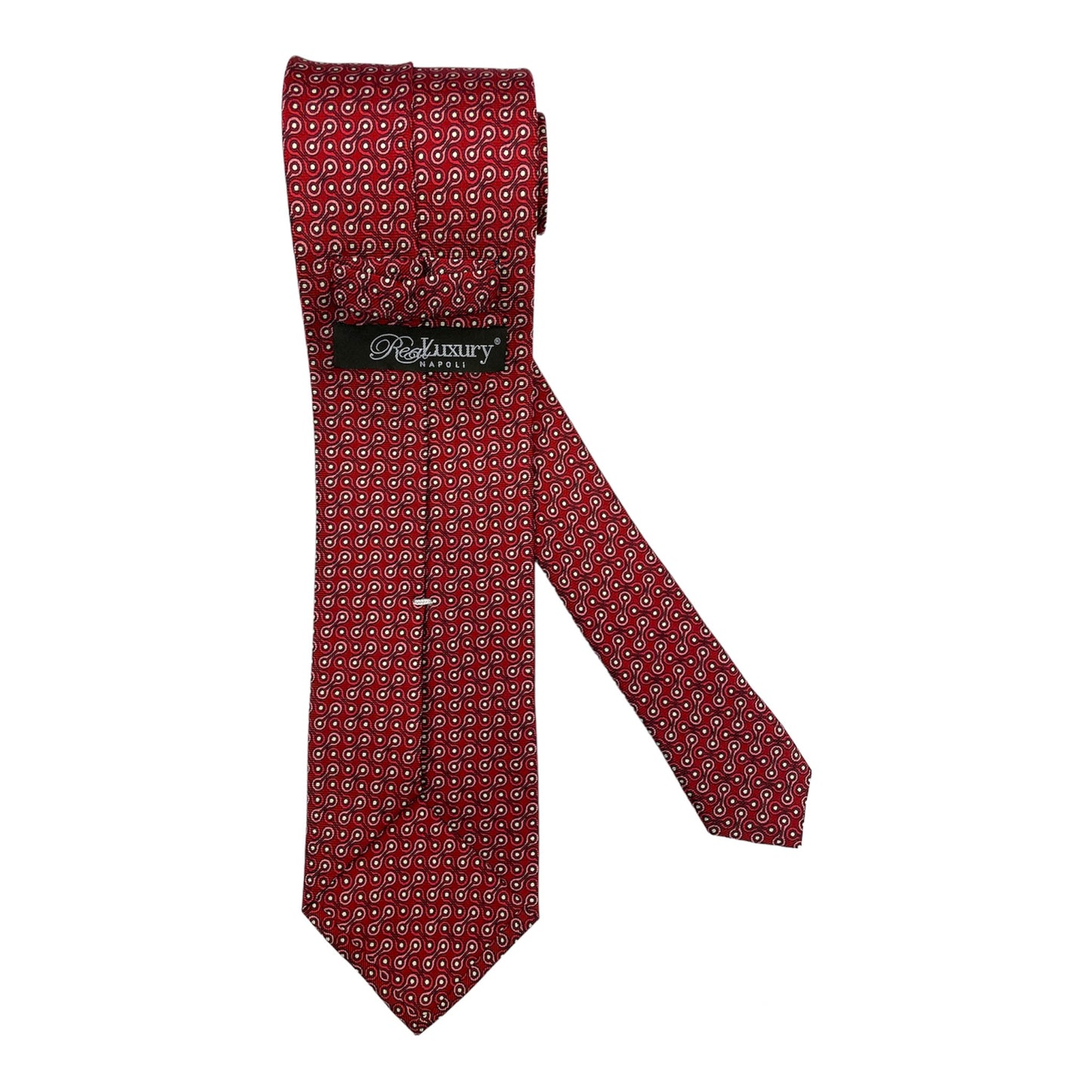 Cravatta seta rossa con pattern geometrico