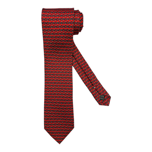 Cravatta seta rossa con anelli blu