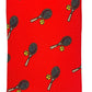 Cravatta seta rossa con racchette e palline da tennis