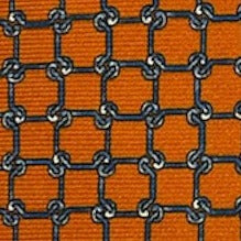 Orange silk tie light blue chains