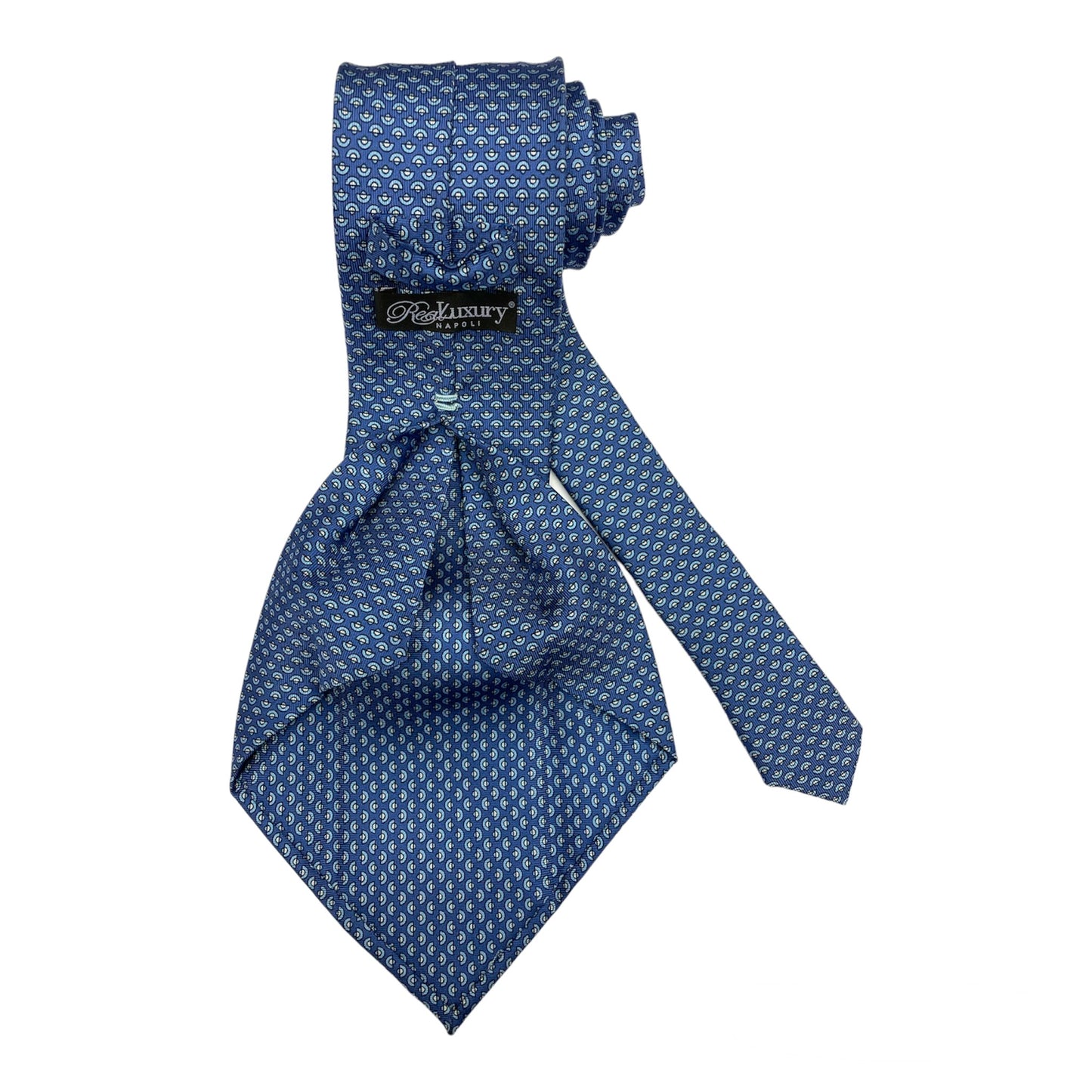 Light blue half circle light blue silk tie