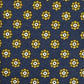 Cravatta seta blu con fiori gialli
