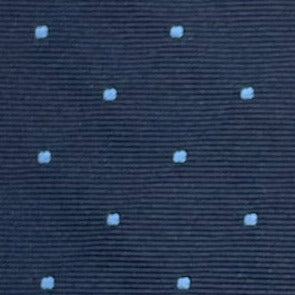 Blue silk tie with small light blue polka dots