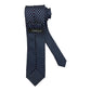 Blue silk tie with red stitches and blue flowers