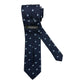Cravatta seta blu con quadro azzurro e bianco