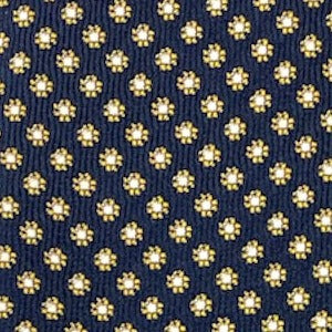Blue silk tie with yellow flower