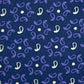 Blue silk tie with white paisley and purple flower