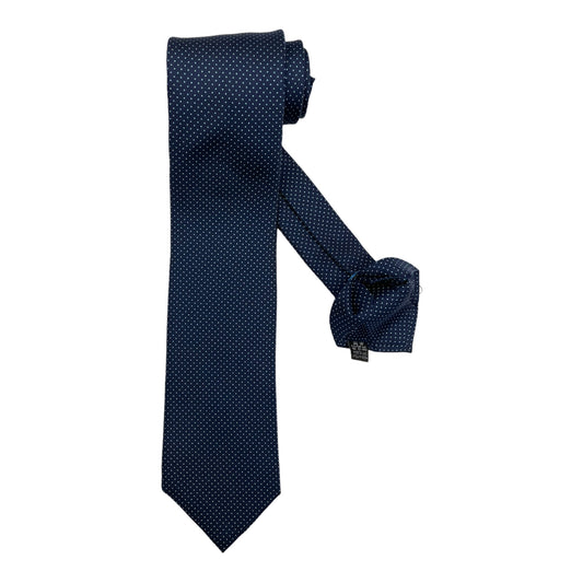 Cravatta seta blu punto a spillo celeste