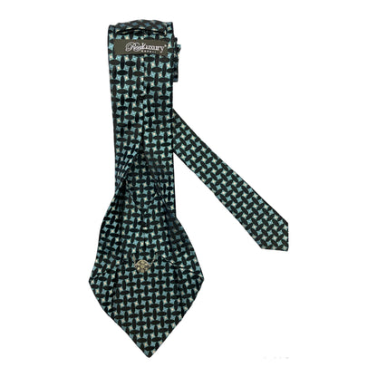 Blue and white checked silk tie