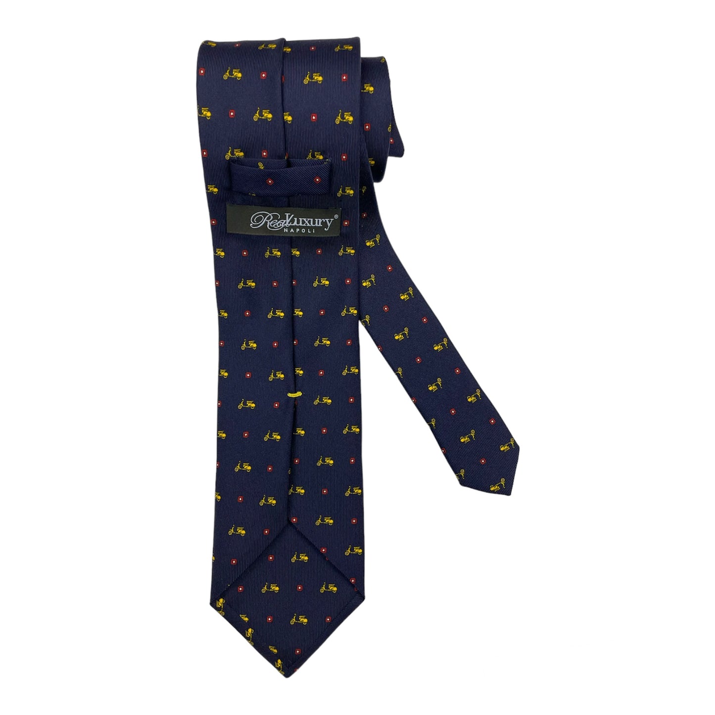 Vespa blue yellow and red checked silk tie