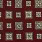 Burgundy silk tie with beige squared flowers