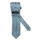 Light blue silk tie with brown checks and white dots