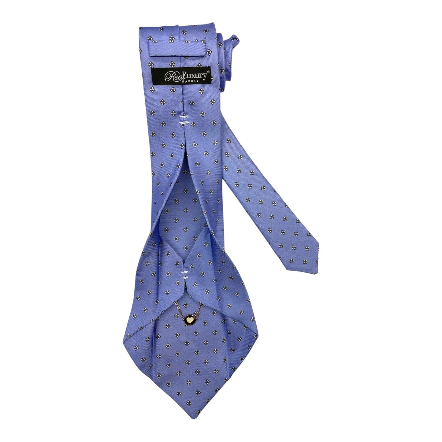 Cravatta seta lilla rombetti bianchi