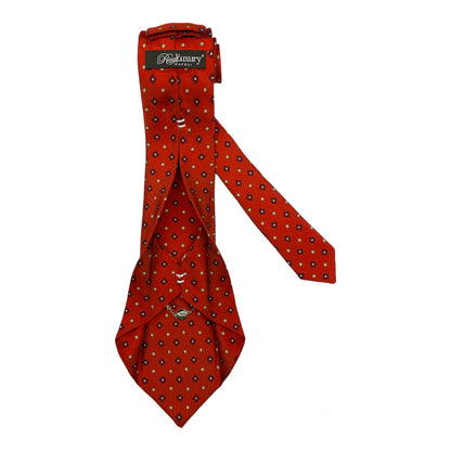 Red silk tie with large burgundy flowers