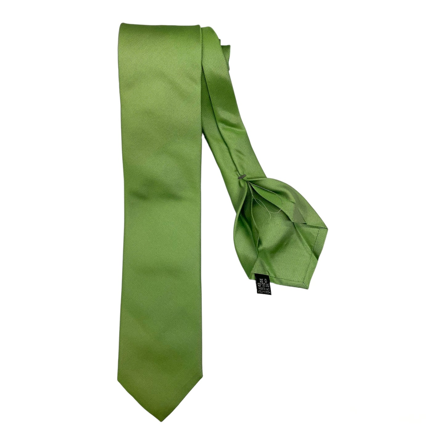 Solid color green silk tie
