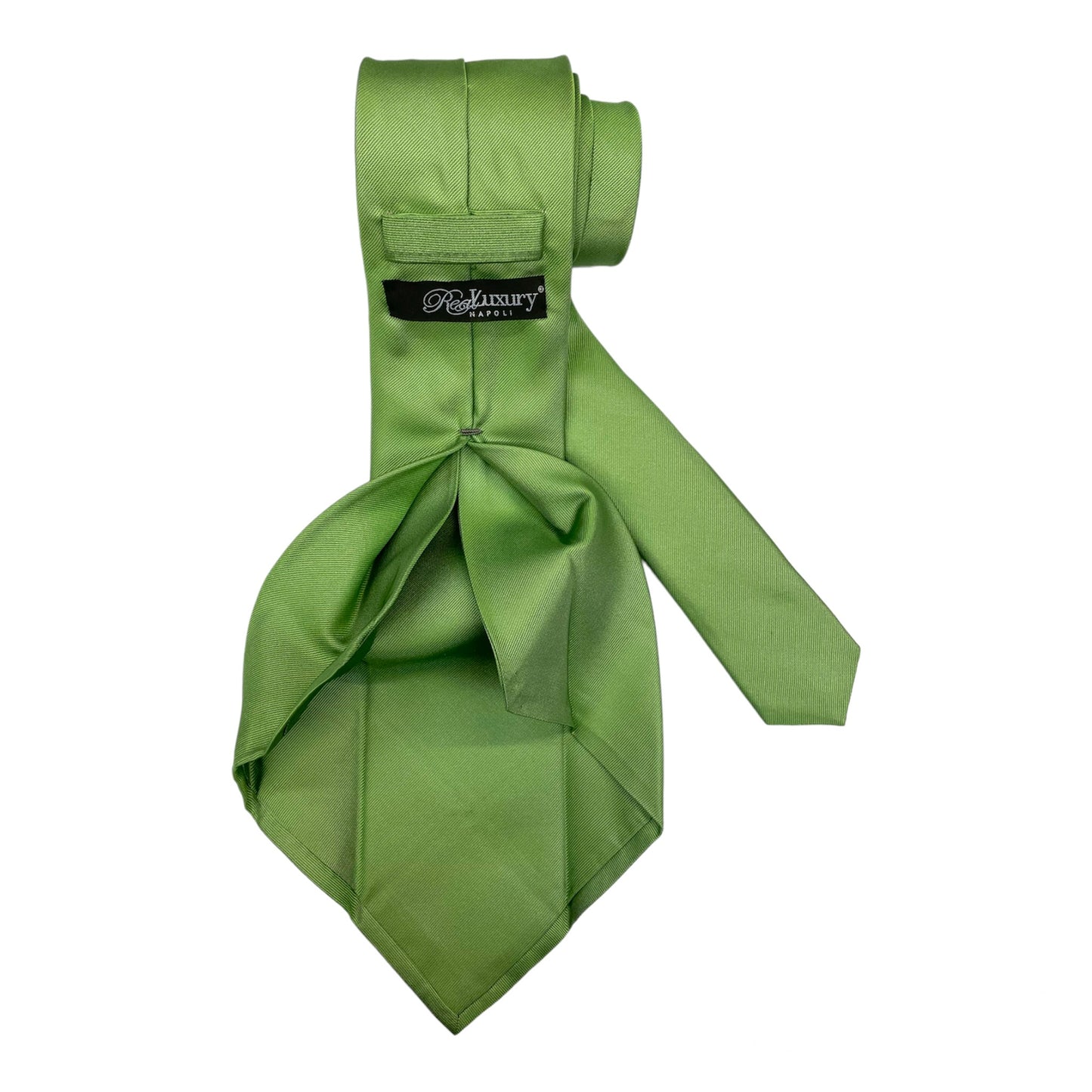 Solid color green silk tie