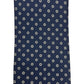 Cravatta seta blu fiori e girelle bianche