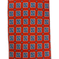 Cravatta seta rossa fiori quadro blu