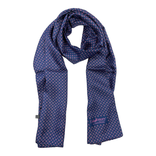 Sartorial Scarf Blue silk with pink rings
