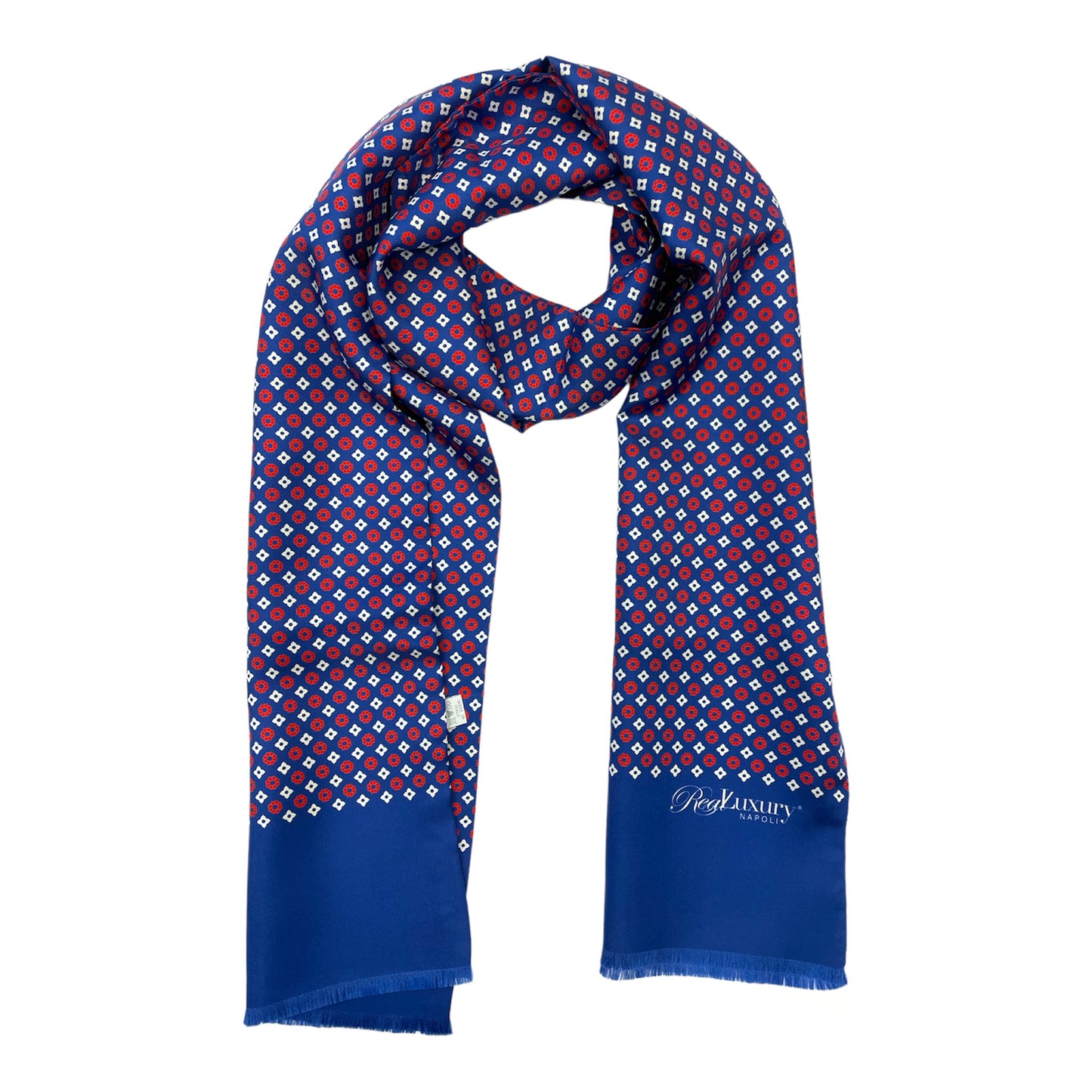 Sartorial Scarf Silk blue red and white flowers