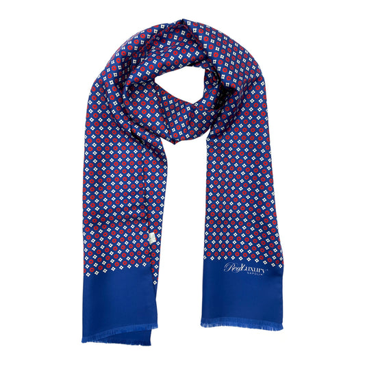 Sartorial Scarf Silk blue red and white flowers